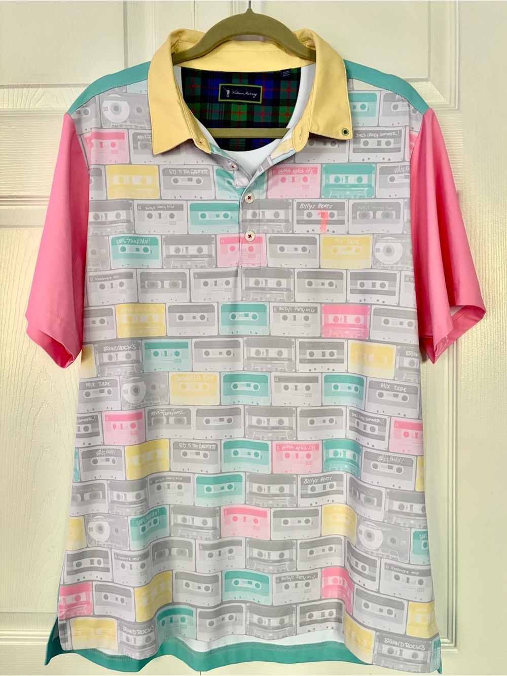 William Murray Golf Men's Polo Shirt “Party Mix" Pastel Cassettes size Large